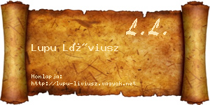 Lupu Líviusz névjegykártya